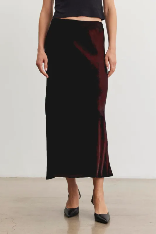 CADENCE SATIN SKIRT IN WILD BERRY sold by Velvet Tees