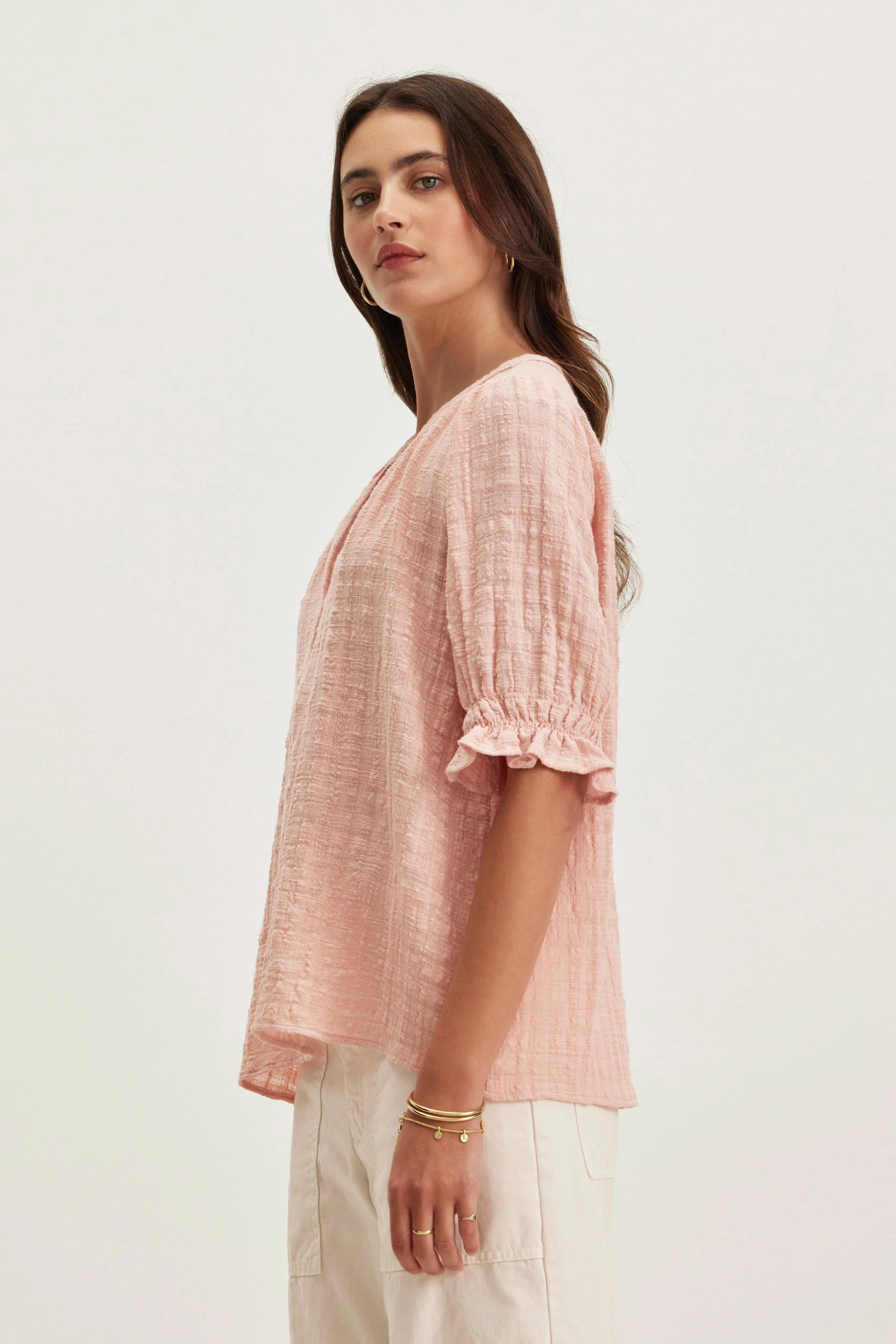 BONITA TEXTURED GAUZE TOP IN CORSET sold by Velvet Tees product image thumbnail 2