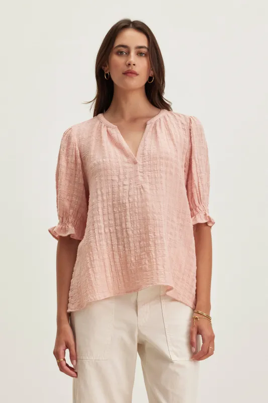 BONITA TEXTURED GAUZE TOP IN CORSET sold by Velvet Tees