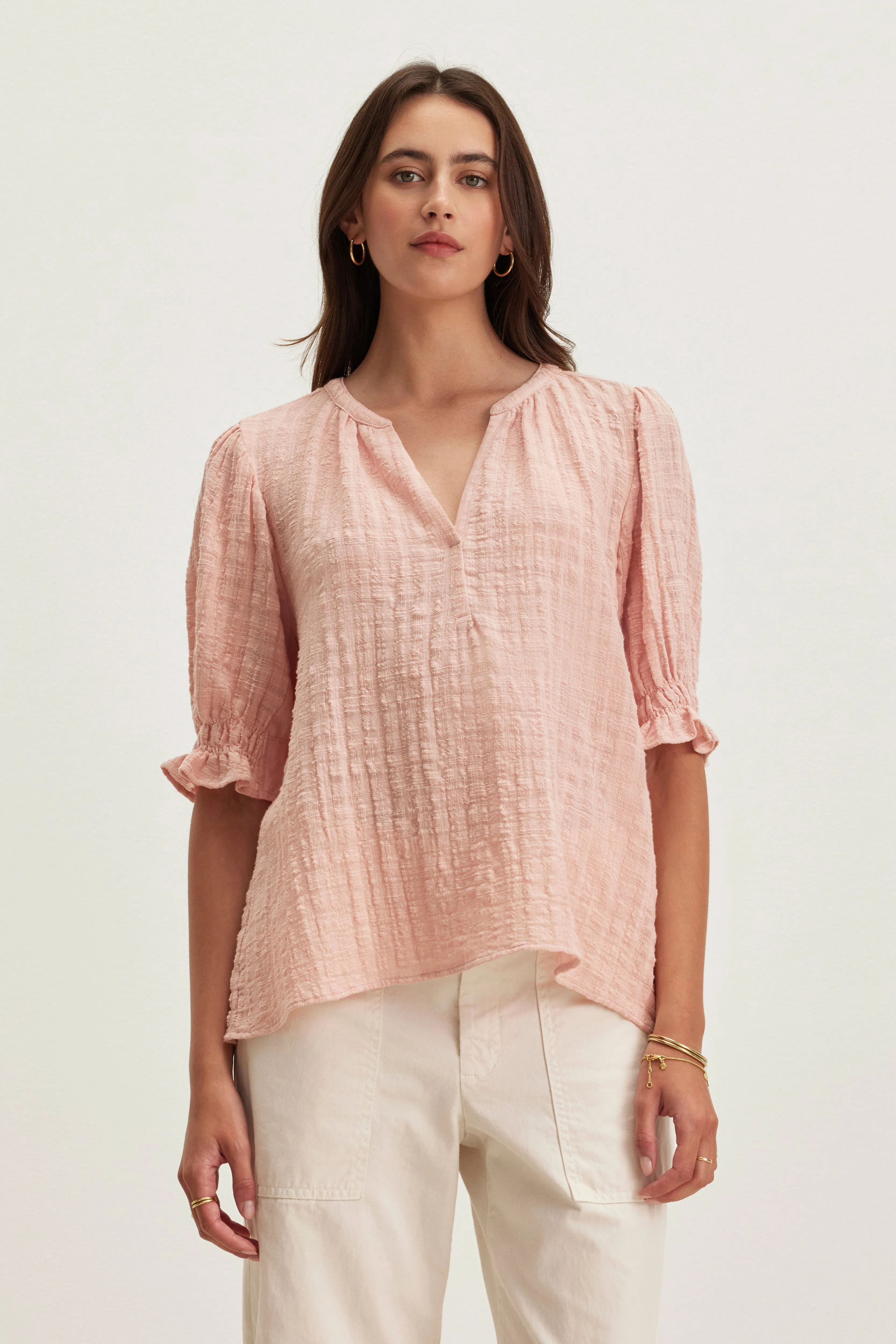 BONITA TEXTURED GAUZE TOP IN CORSET sold by Velvet Tees