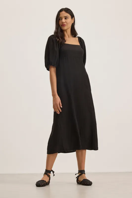 BROOKE LINEN DRESS IN BLACK sold by Velvet Tees