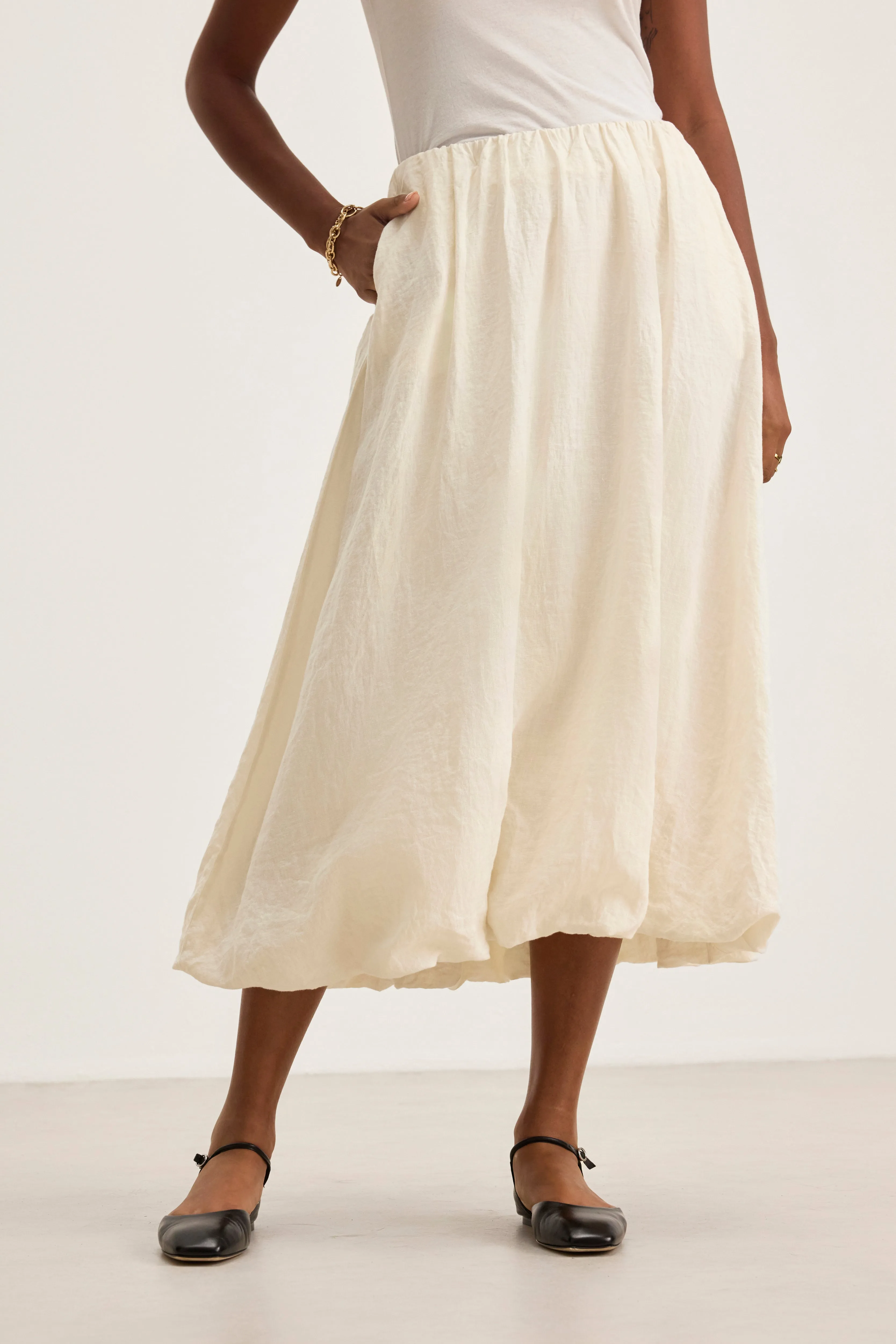 RACHELLE LINEN SKIRT IN CHALK sold by Velvet Tees product image thumbnail 2