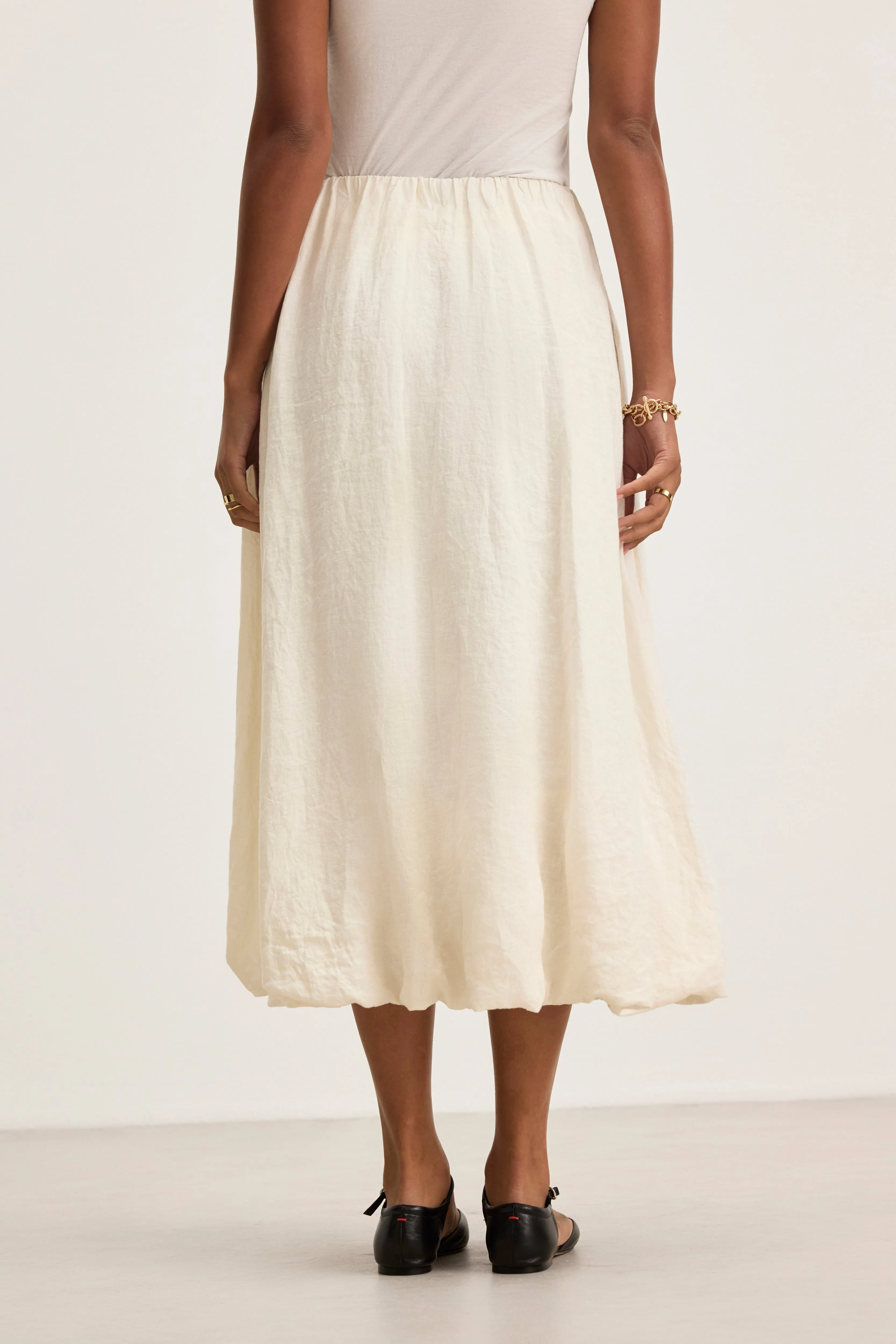 RACHELLE LINEN SKIRT IN CHALK sold by Velvet Tees product image thumbnail 4