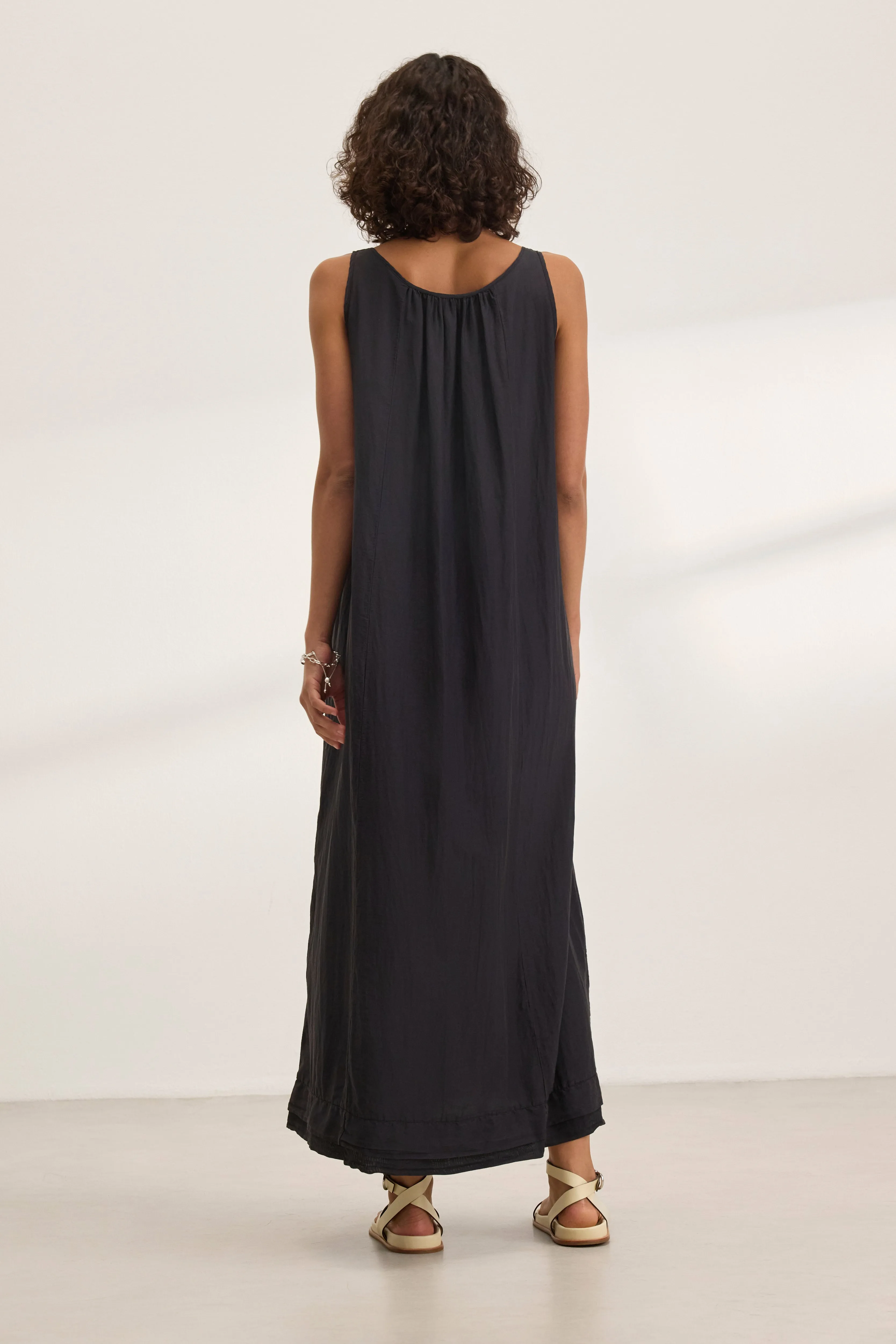 BAYOU SILK COTTON VOILE DRESS IN BLACK sold by Velvet Tees product image thumbnail 4
