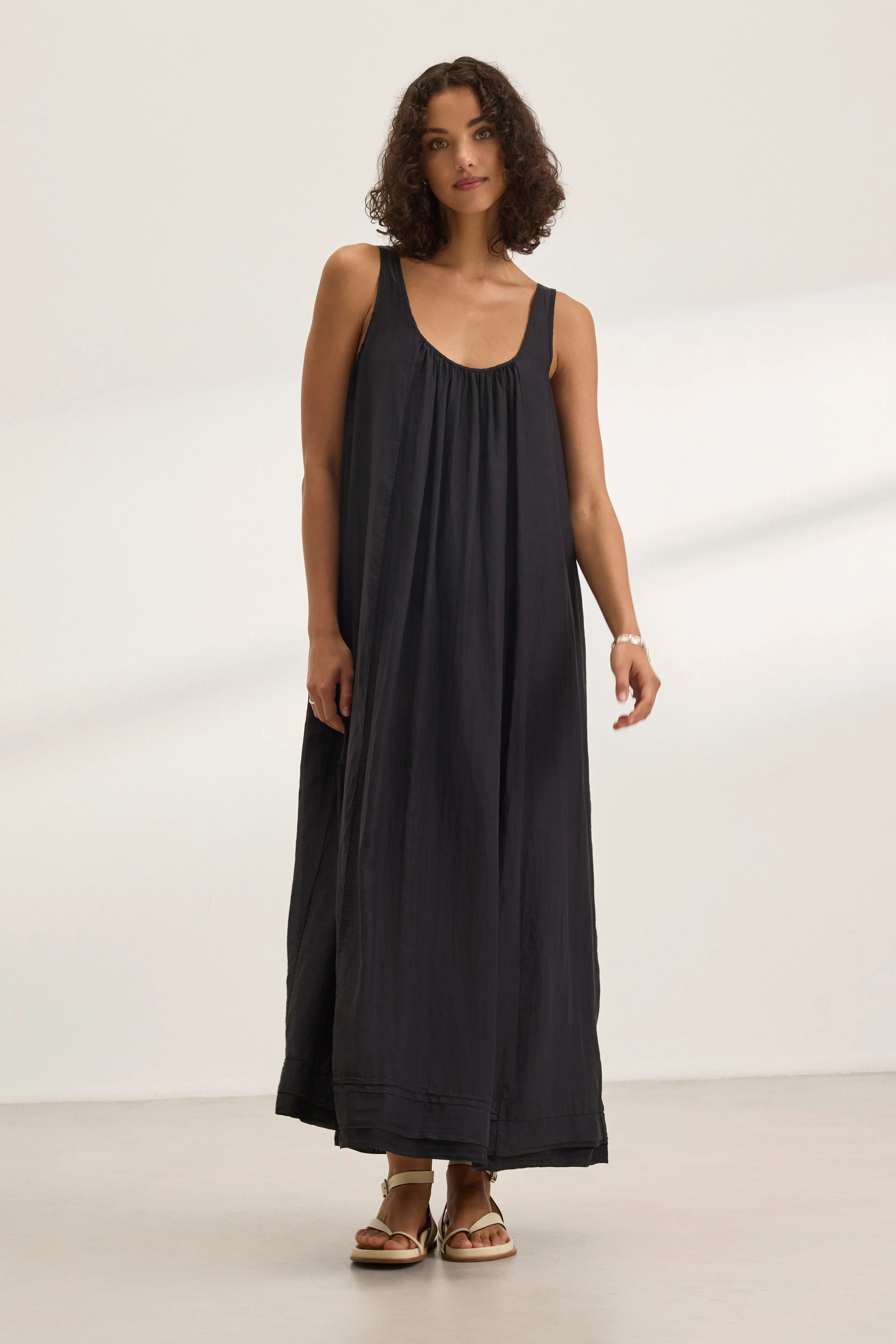 BAYOU SILK COTTON VOILE DRESS IN BLACK sold by Velvet Tees product image thumbnail 2
