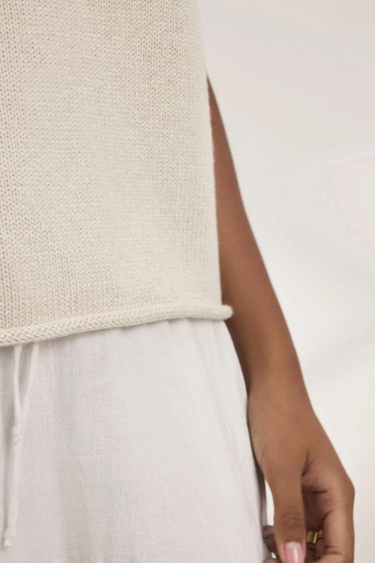 PAOLA CASHMERE SWEATER VEST IN OATMEAL sold by Velvet Tees product image thumbnail 4