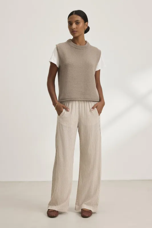 PAOLA CASHMERE SWEATER VEST IN MINK sold by Velvet Tees