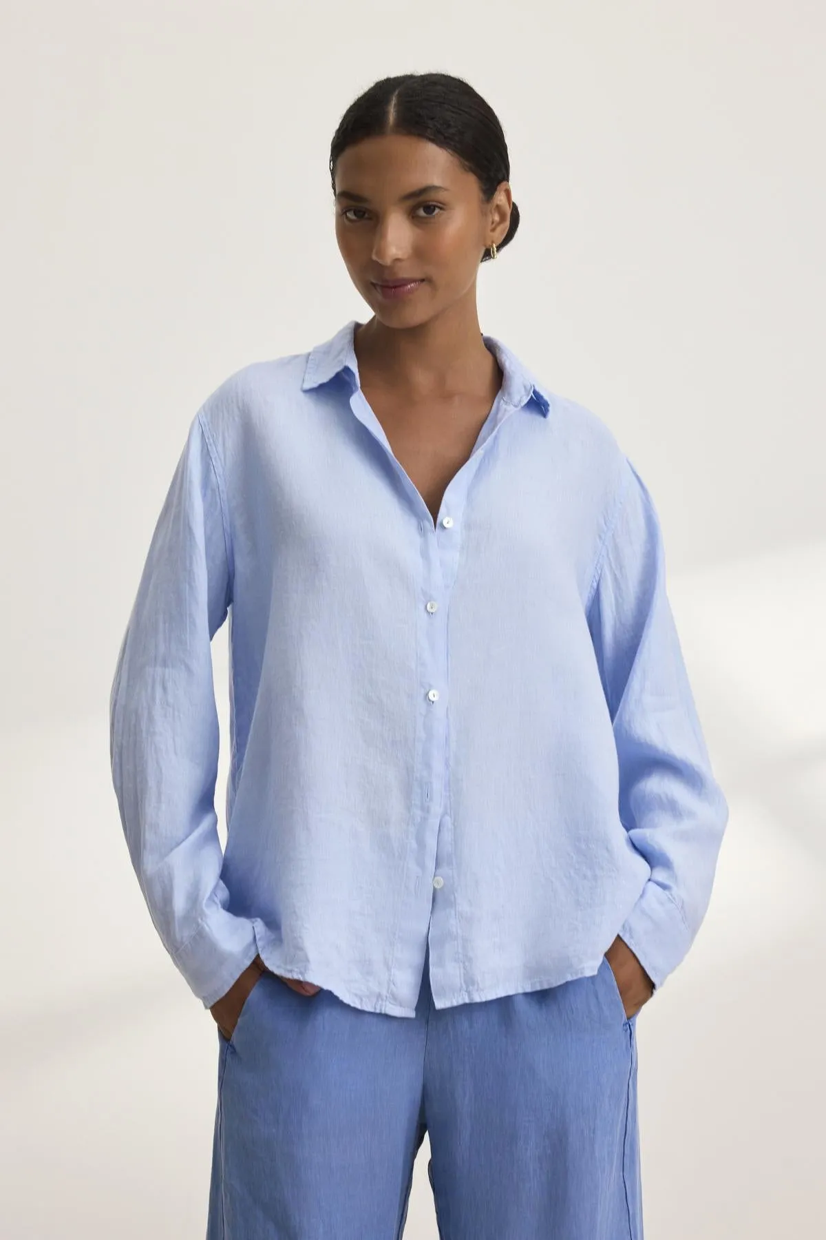 SISI LINEN SHIRT IN CHILL sold by Velvet Tees