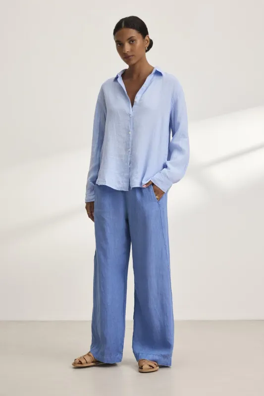 STEPHANIE LINEN PANT IN CHAMBRAY sold by Velvet Tees