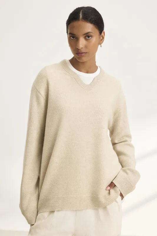 STEVIE WOOL CASHMERE SWEATER IN OATMEAL sold by Velvet Tees