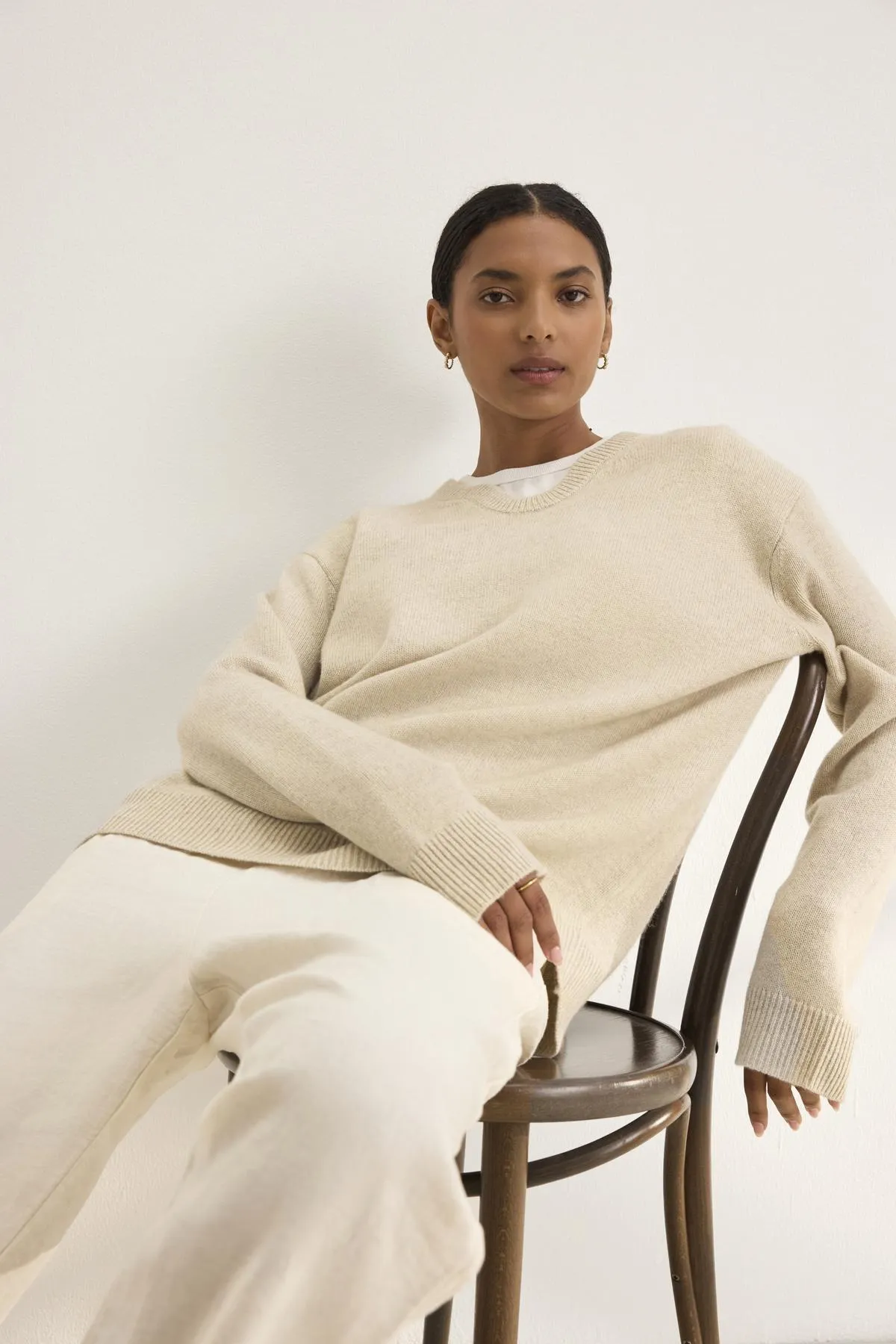 STEVIE WOOL CASHMERE SWEATER IN OATMEAL sold by Velvet Tees product image thumbnail 5