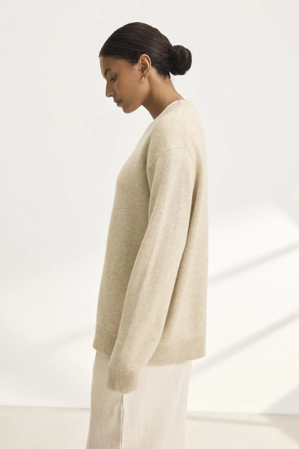 STEVIE WOOL CASHMERE SWEATER IN OATMEAL sold by Velvet Tees product image thumbnail 2