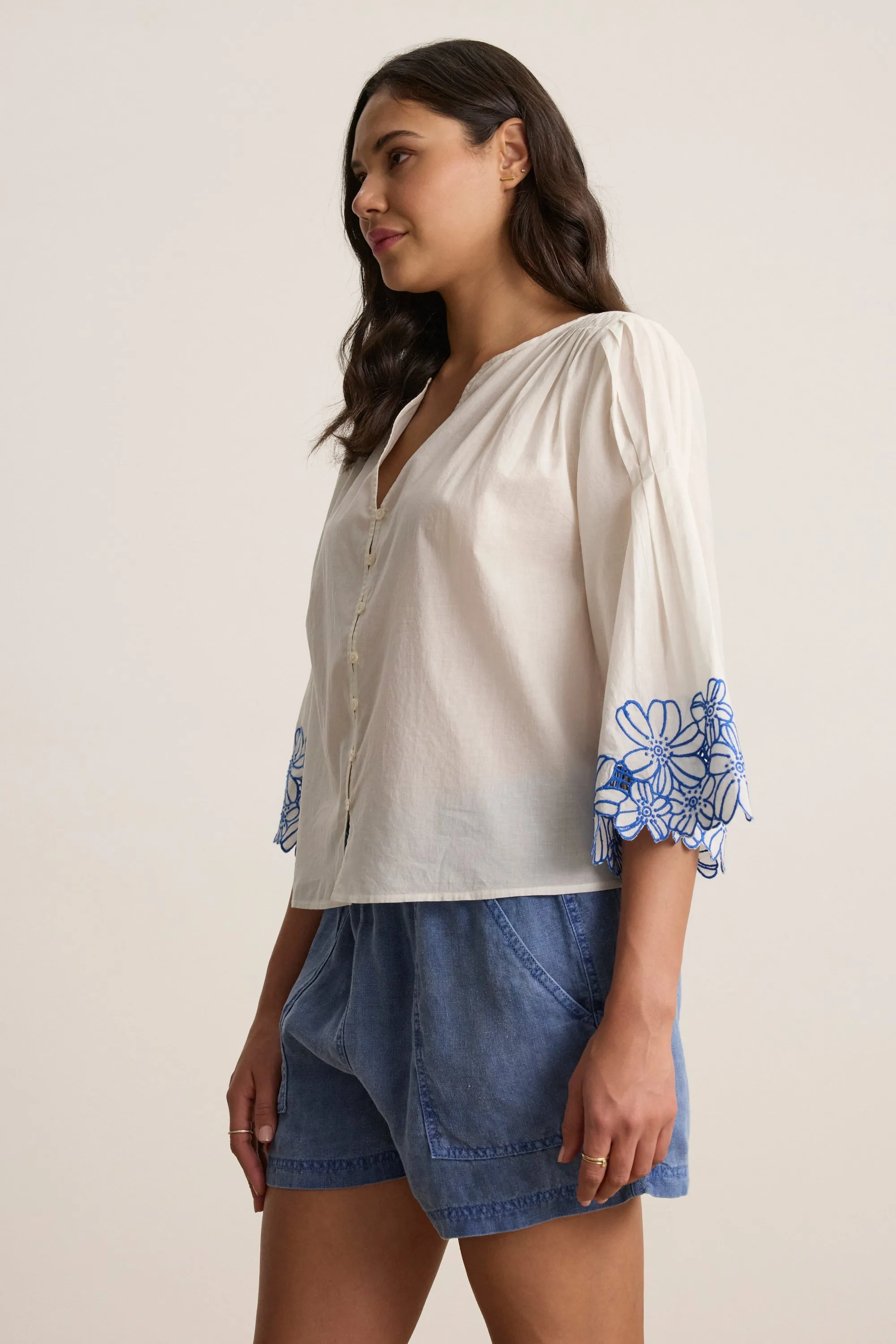 BLAKE TOP IN CREAM/COBALT sold by Velvet Tees product image thumbnail 2
