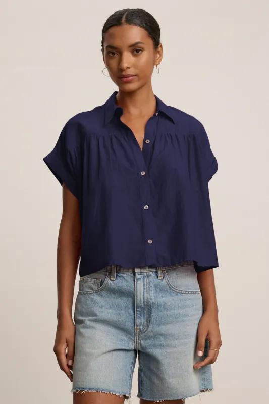 RIE TOP IN NAVY sold by Velvet Tees