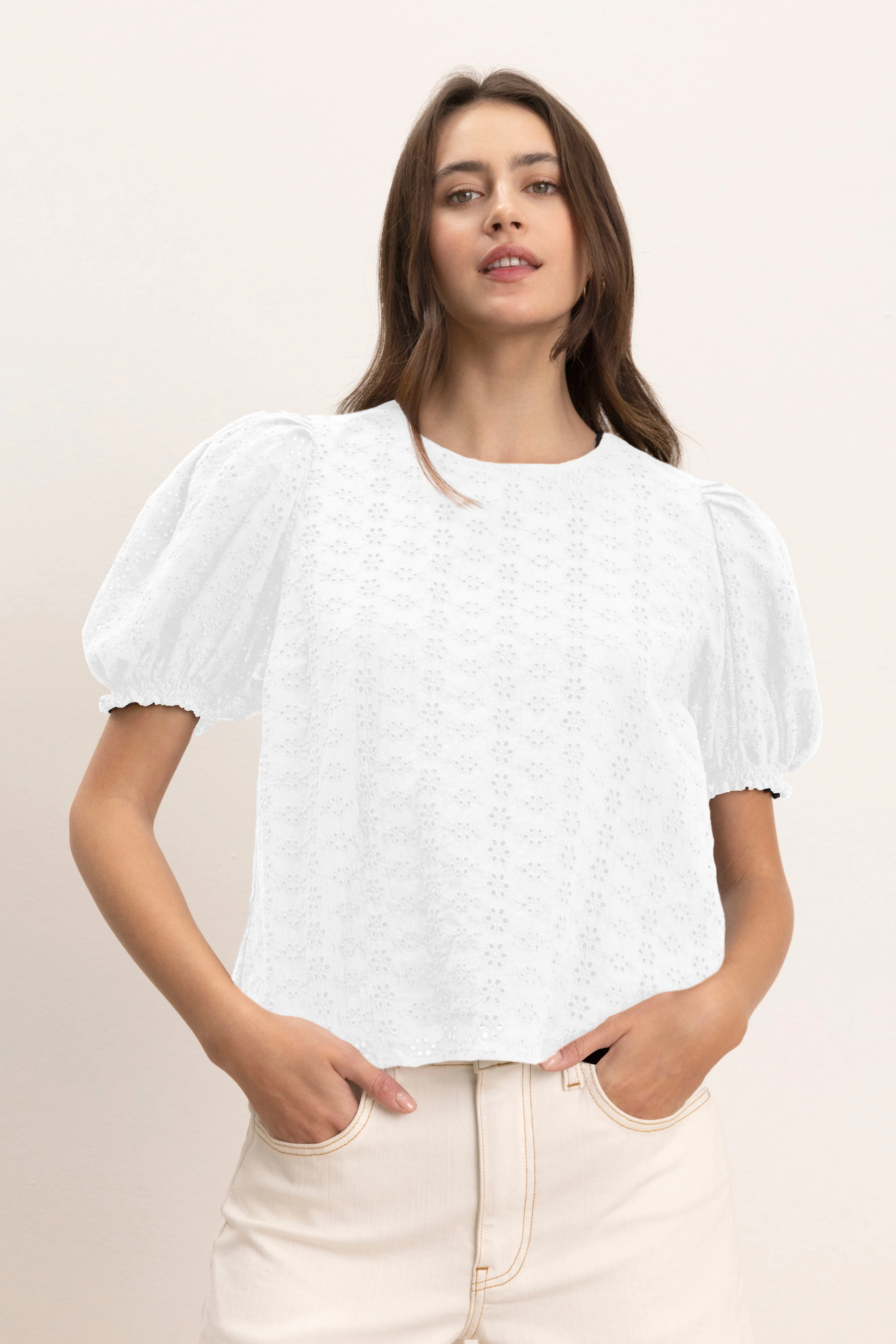 DALYN TOP IN WHITE sold by Velvet Tees