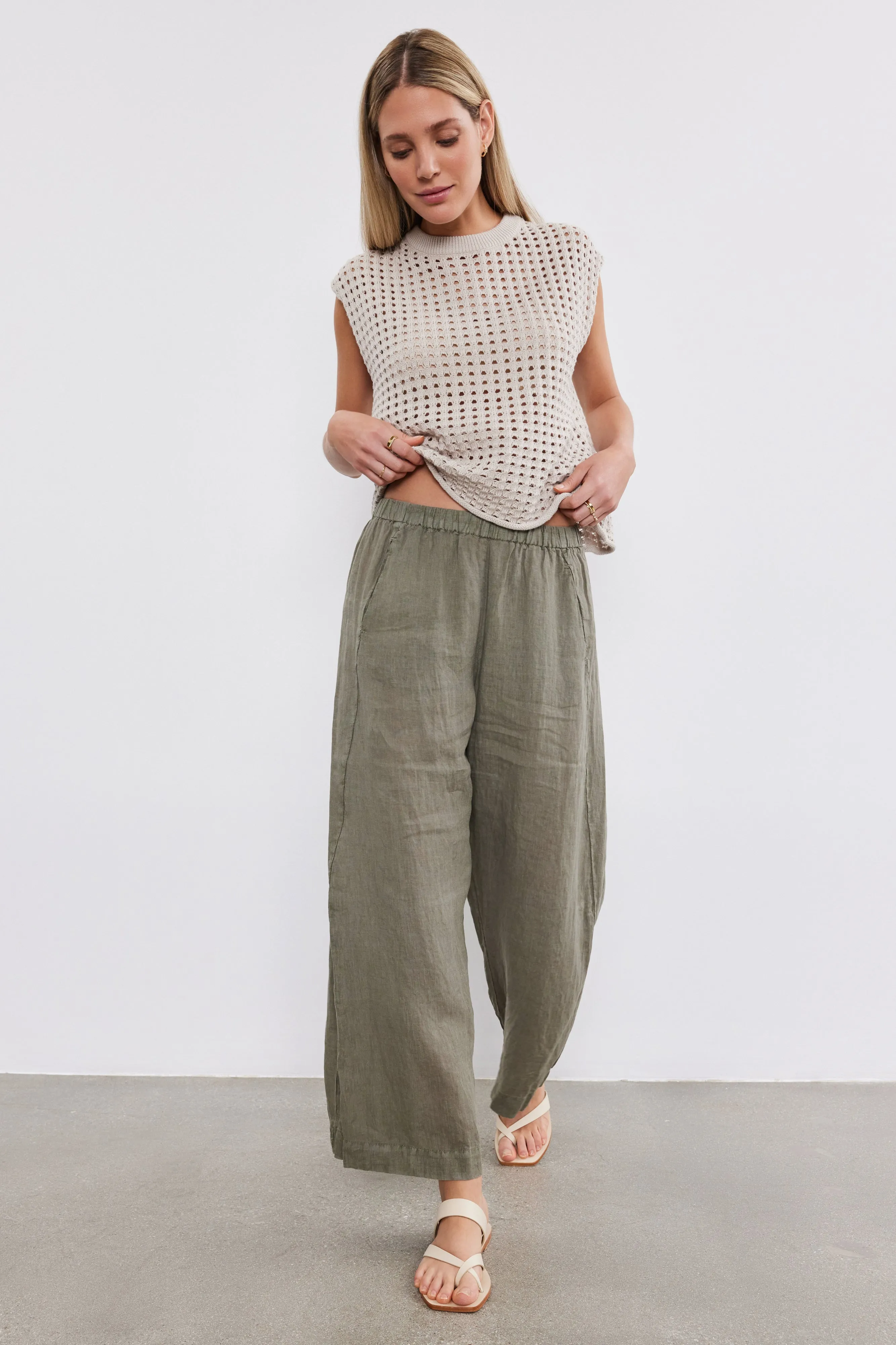 LOLA LINEN TROUSERS IN AXE sold by Velvet Tees product image thumbnail 5