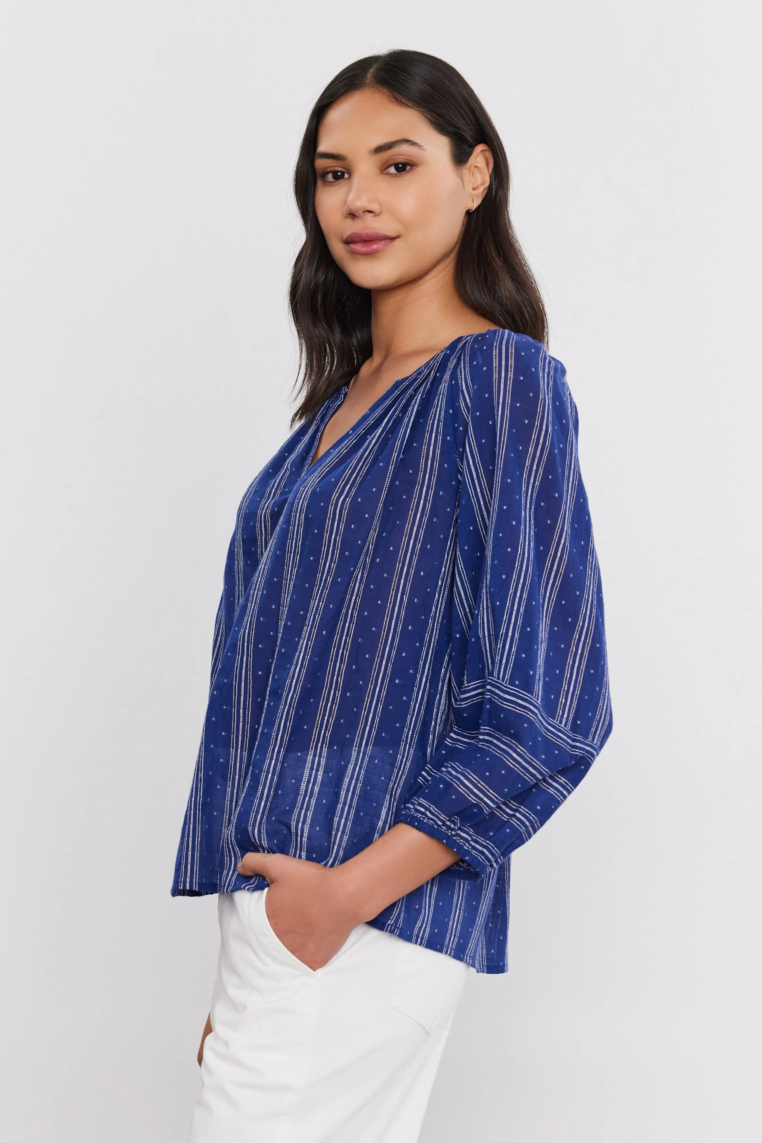 GIANNA TOP IN NAVY sold by Velvet Tees product image thumbnail 2