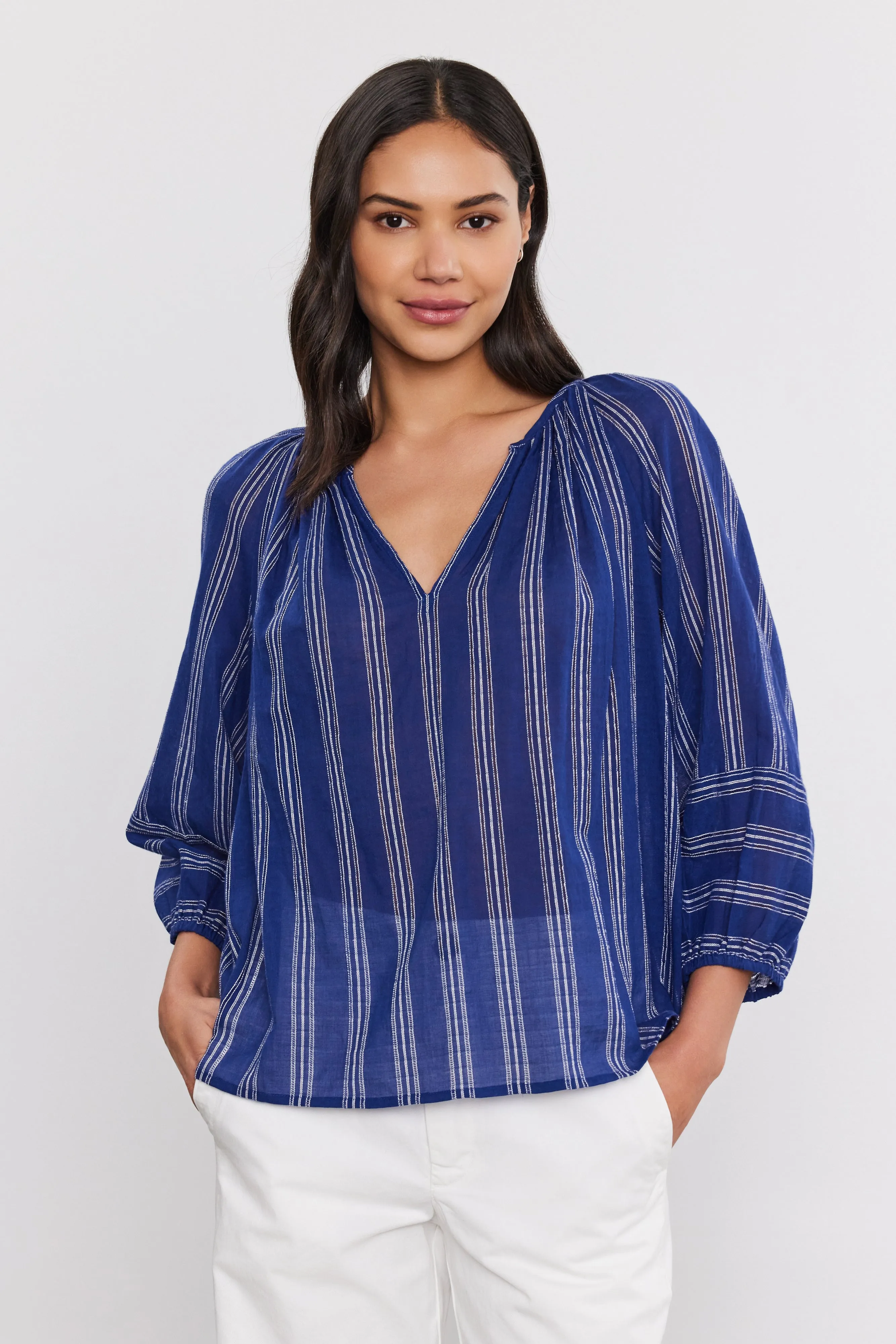 GIANNA TOP IN NAVY sold by Velvet Tees