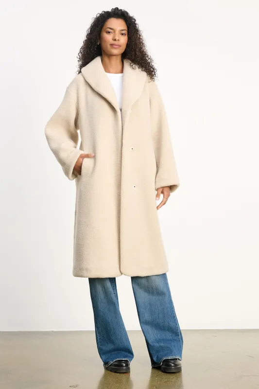 ELEANOR COAT IN SAND sold by Velvet Tees