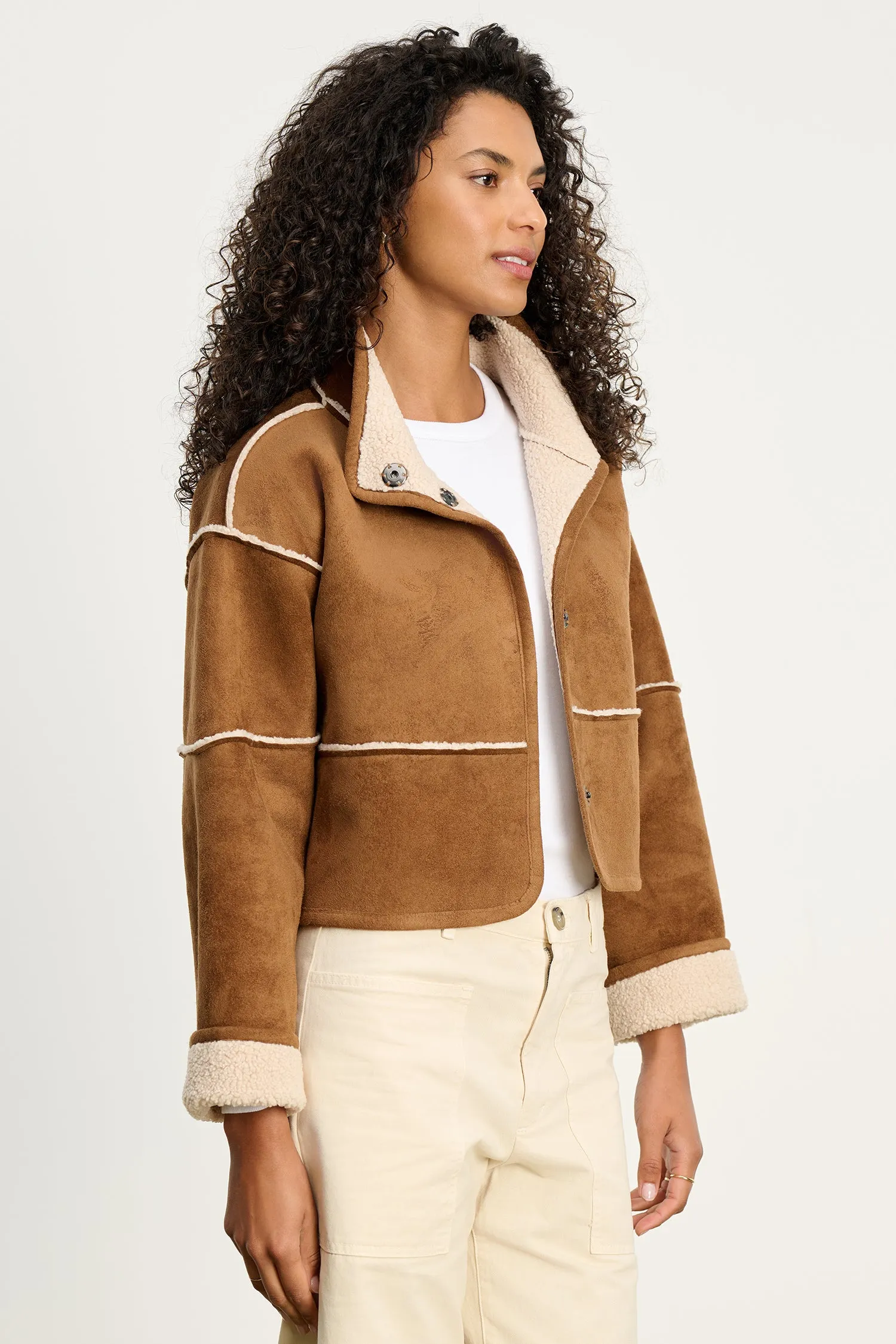 KELLY SHERPA REVERSIBLE JACKET IN TOBACCO sold by Velvet Tees product image thumbnail 5