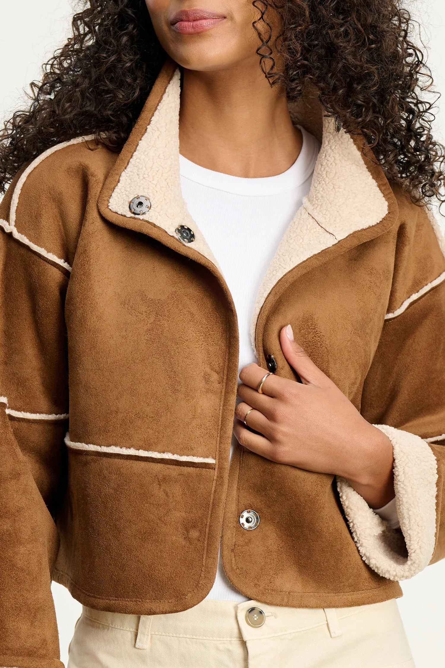 KELLY SHERPA REVERSIBLE JACKET IN TOBACCO sold by Velvet Tees product image thumbnail 2