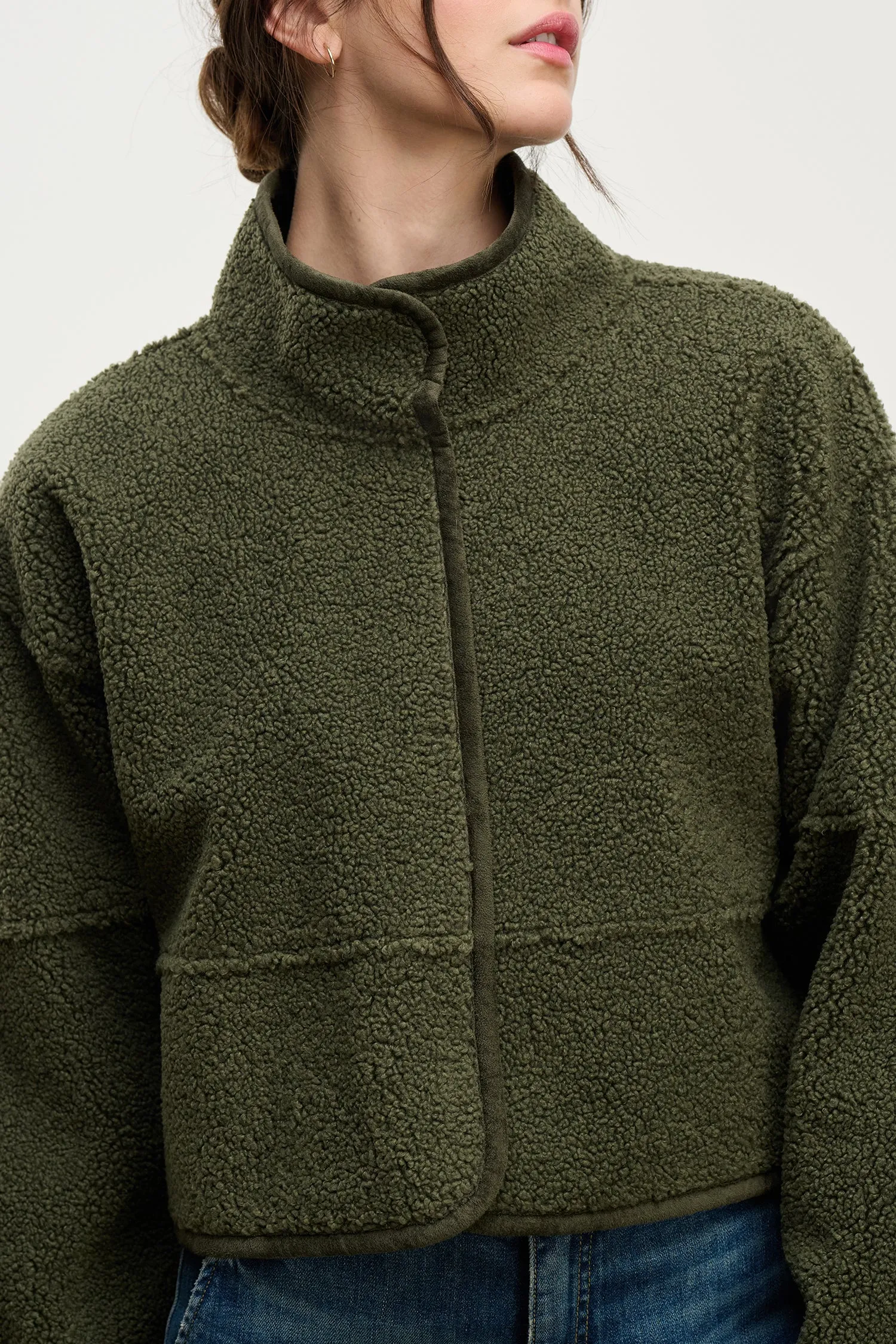 KELLY SHERPA REVERSIBLE JACKET IN ARMY sold by Velvet Tees product image thumbnail 2