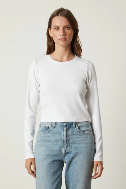 NICOLE VISCOSE RIB TOP IN WHITE made by Velvet Tees