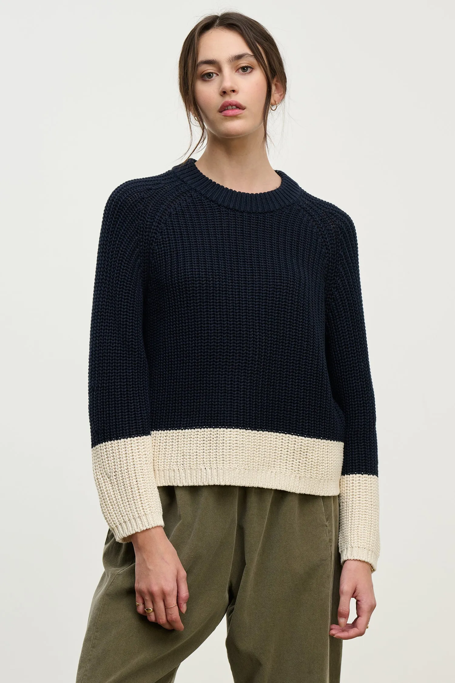 SHAY SWEATER IN NAVY sold by Velvet Tees