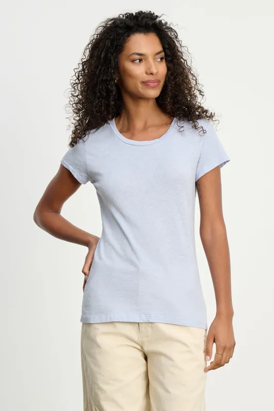 ODELIA COTTON SLUB CREW NECK T-SHIRT IN SKY sold by Velvet Tees