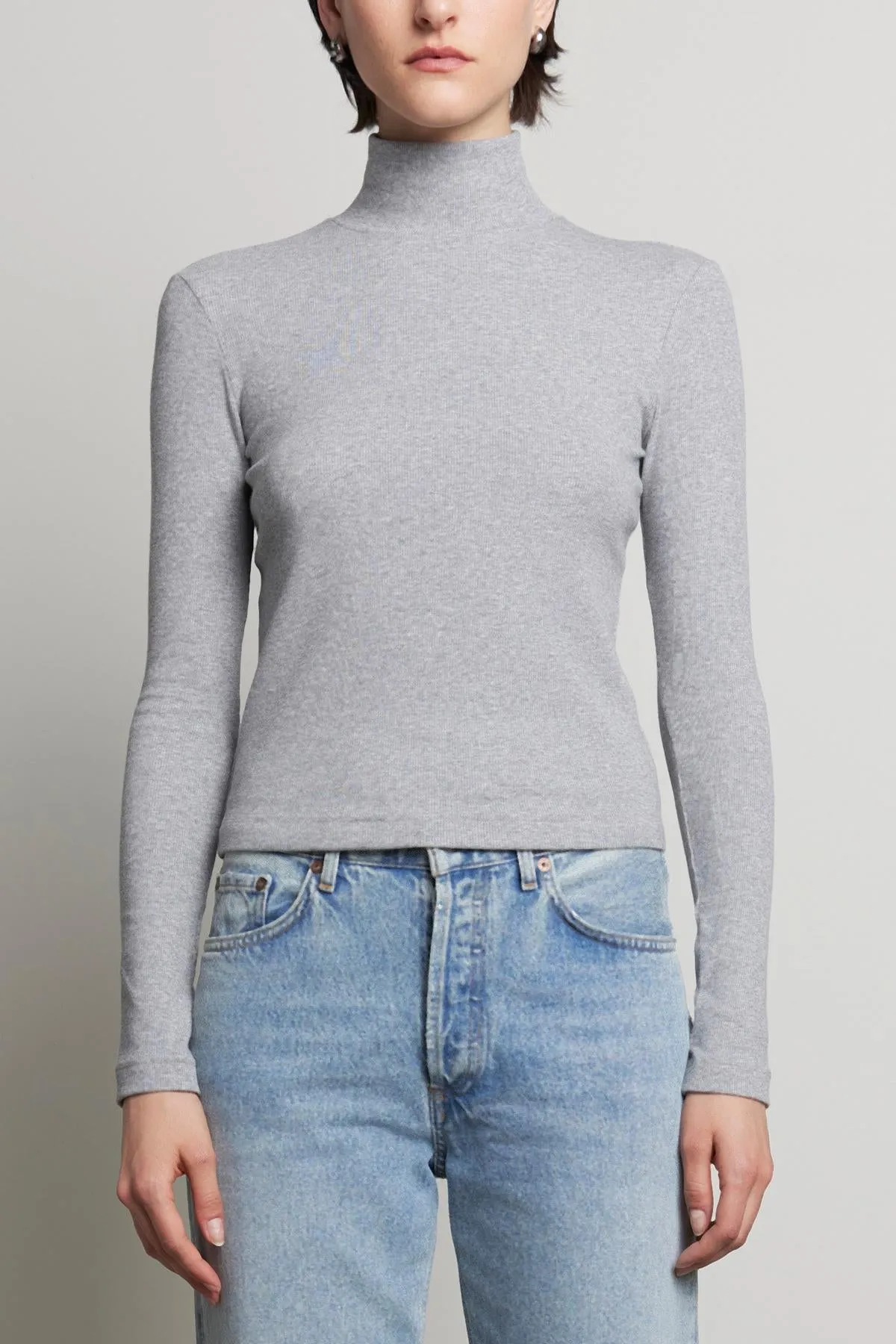 HELM TURTLENECK IN HEATHER GREY sold by Velvet Tees