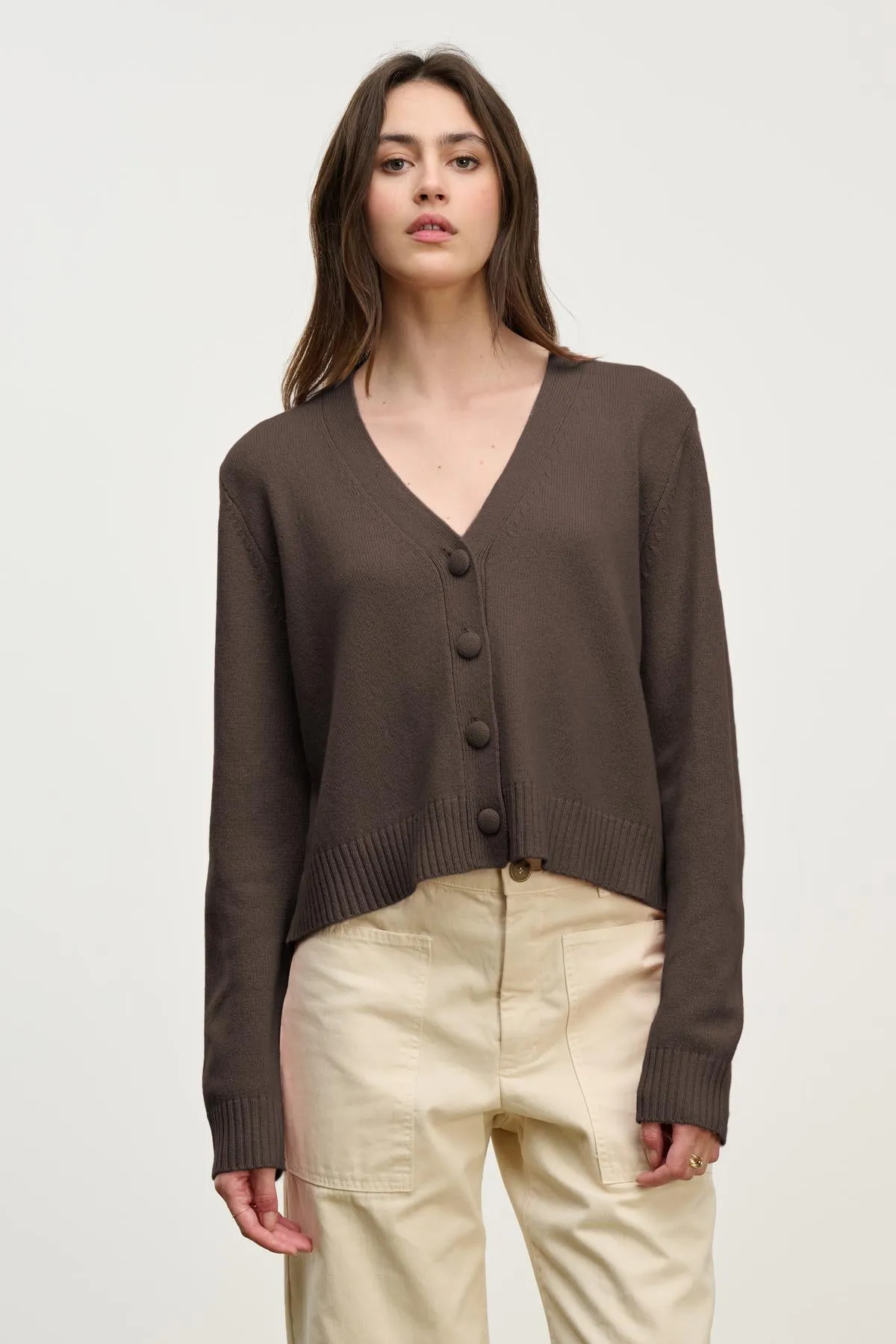 ETNA CARDIGAN IN ESPRESSO sold by Velvet Tees