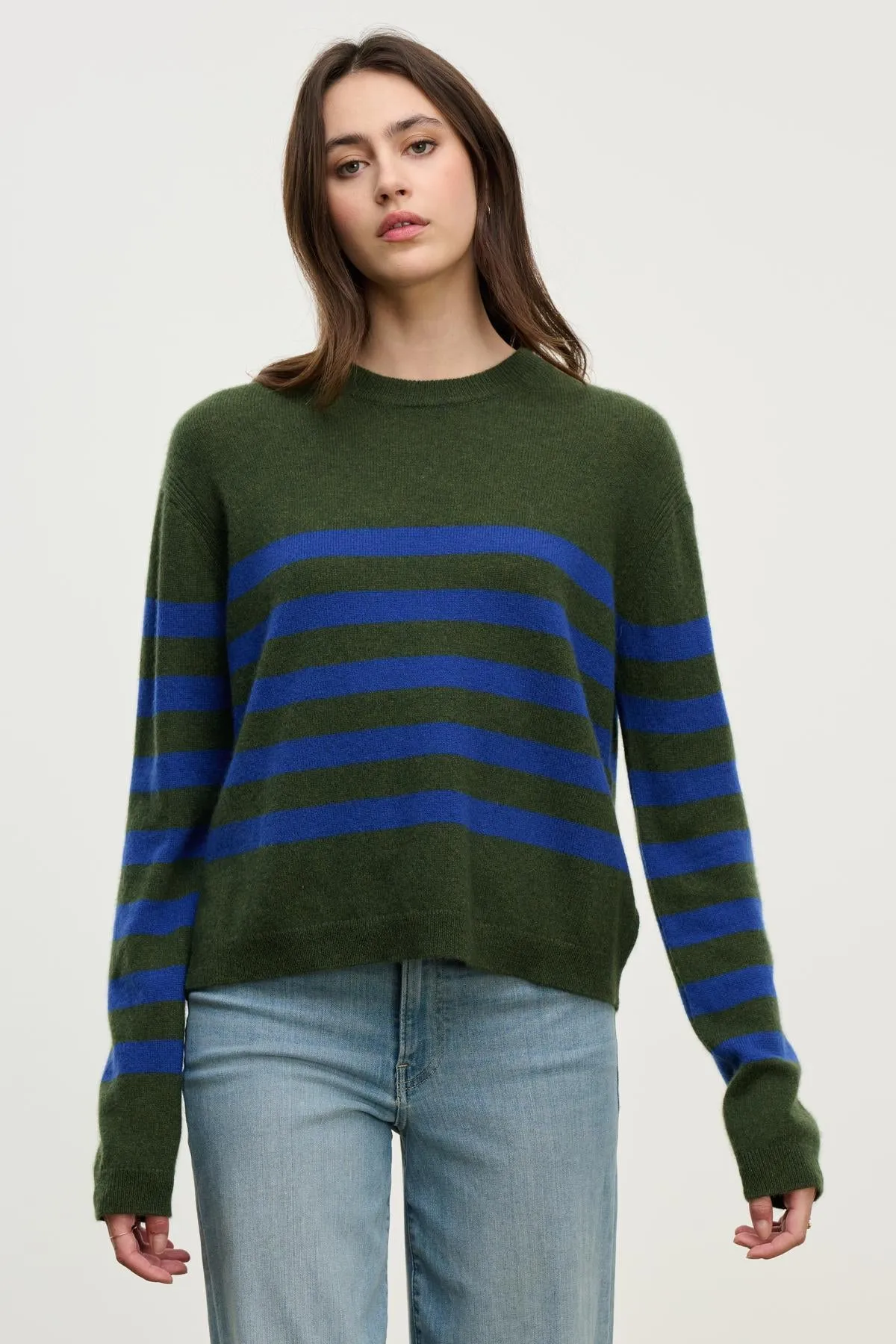 DIANA CASHMERE SWEATER IN MILITARY BLUE sold by Velvet Tees