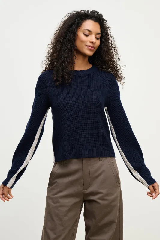 SAVANNAH SWEATER IN NAVY/LIGHT GREY sold by Velvet Tees