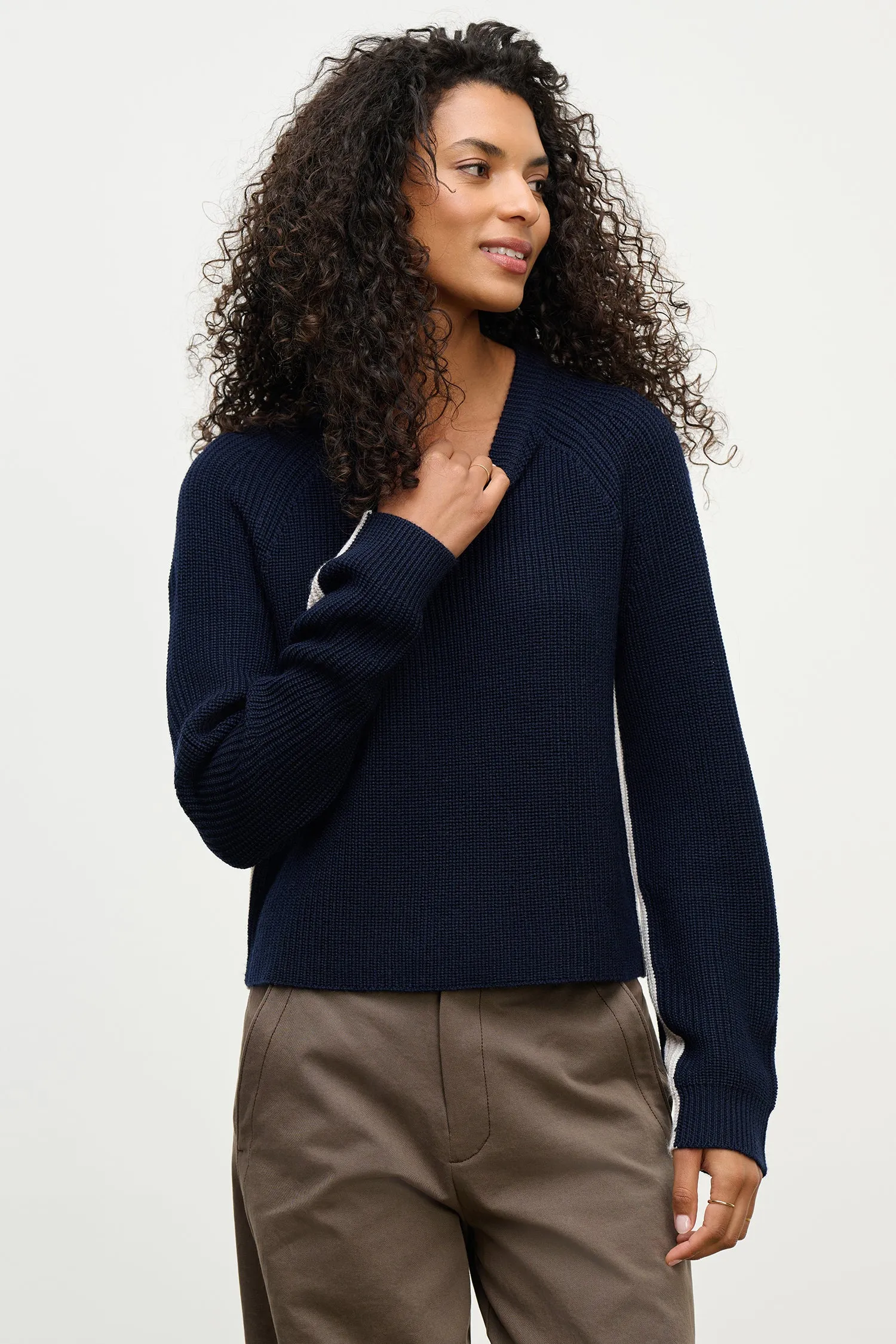 SAVANNAH SWEATER IN NAVY/LIGHT GREY sold by Velvet Tees product image thumbnail 5