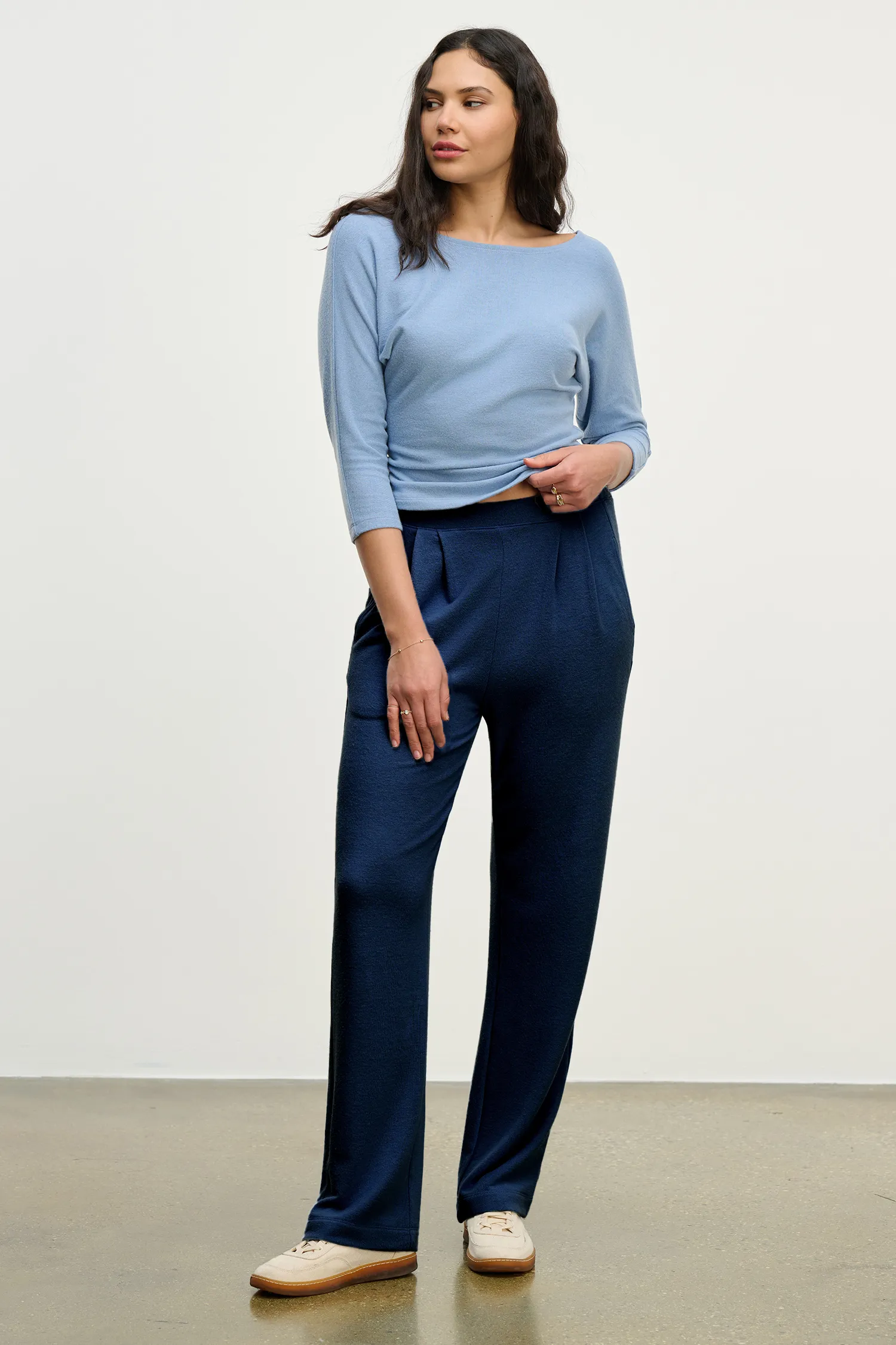 ELIYA TROUSER IN NAVY sold by Velvet Tees