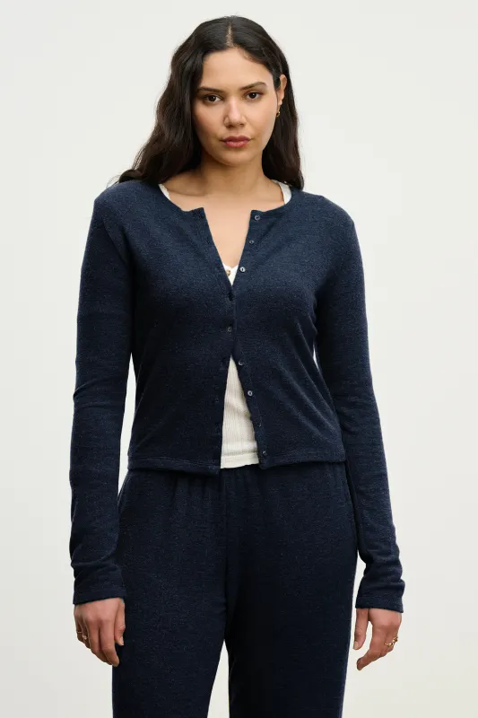 RAYA CARDIGAN IN NAVY sold by Velvet Tees