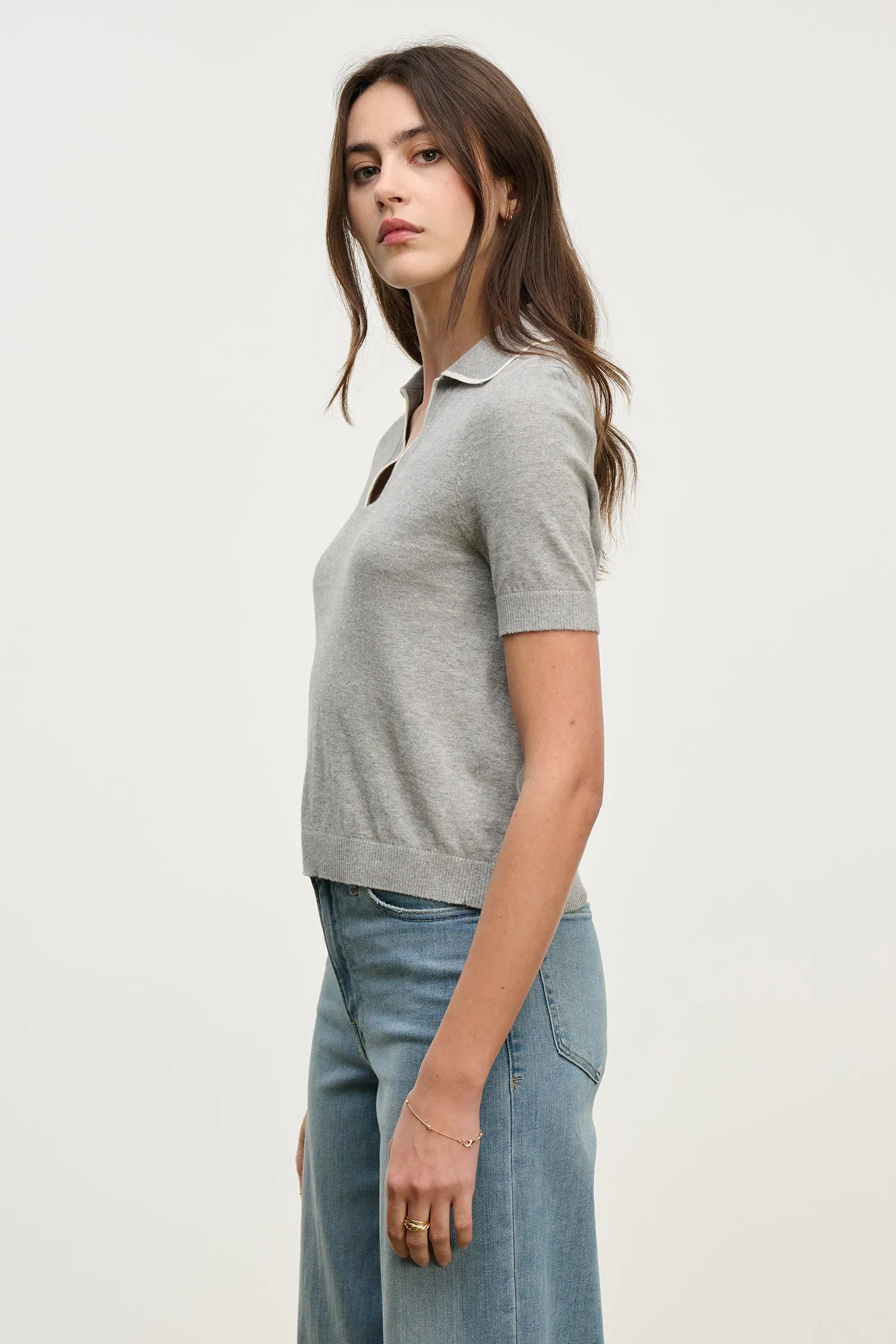 ABELA TOP IN LIGHT HEATHER sold by Velvet Tees product image thumbnail 2