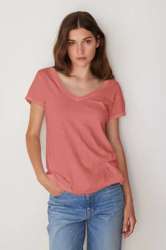 LILITH COTTON T-SHIRT IN DARK BLUSH sold by Velvet Tees