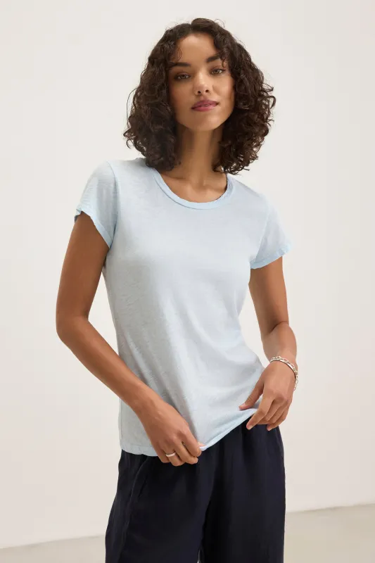 ODELIA COTTON SLUB CREW NECK T-SHIRT IN CAPRI sold by Velvet Tees
