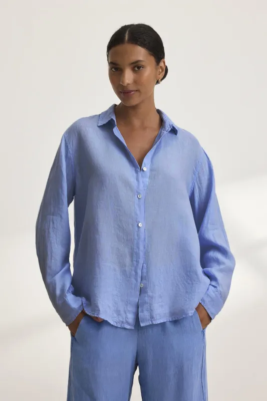 SISI LINEN SHIRT IN CHAMBRAY sold by Velvet Tees