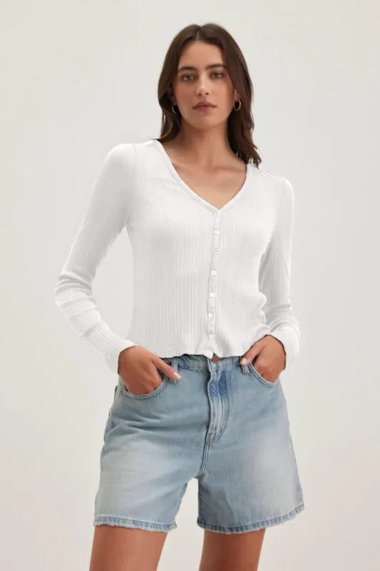 DREW CARDIGAN IN WHITE sold by Velvet Tees