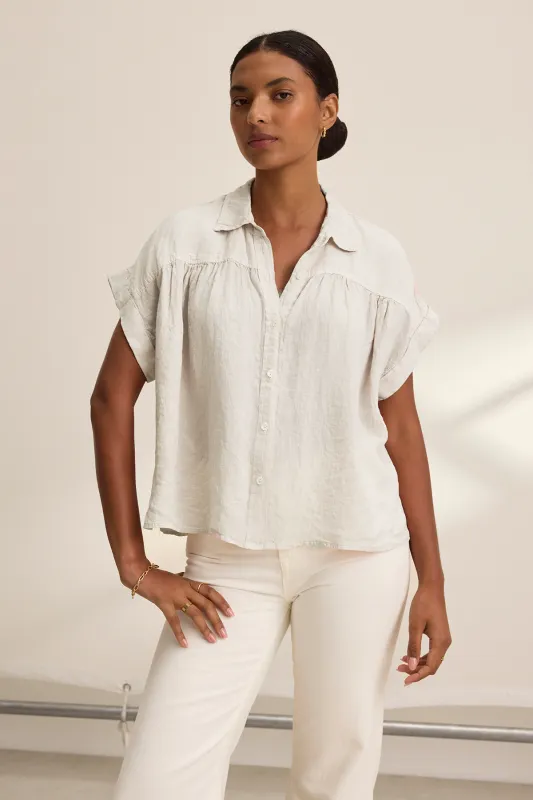 ARIA LINEN TOP IN CHALK sold by Velvet Tees