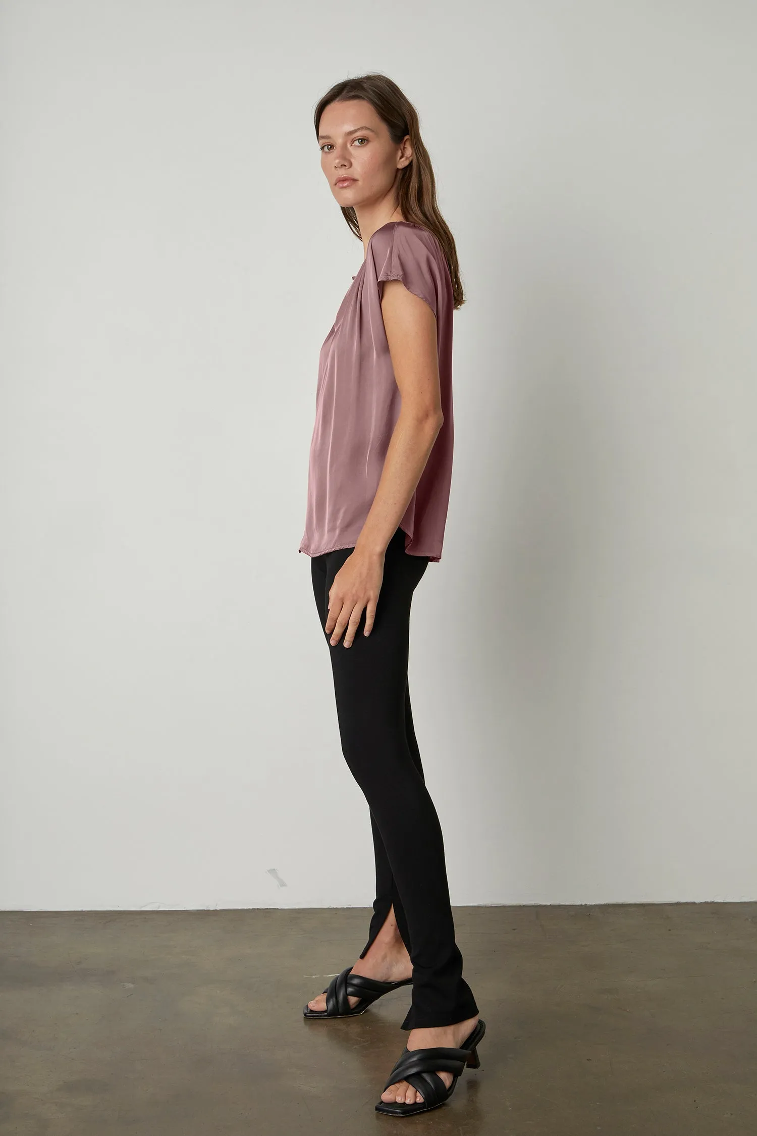 ODETTE CAP SLEEVE BLOUSE IN ROSEGOLD sold by Velvet Tees product image thumbnail 3