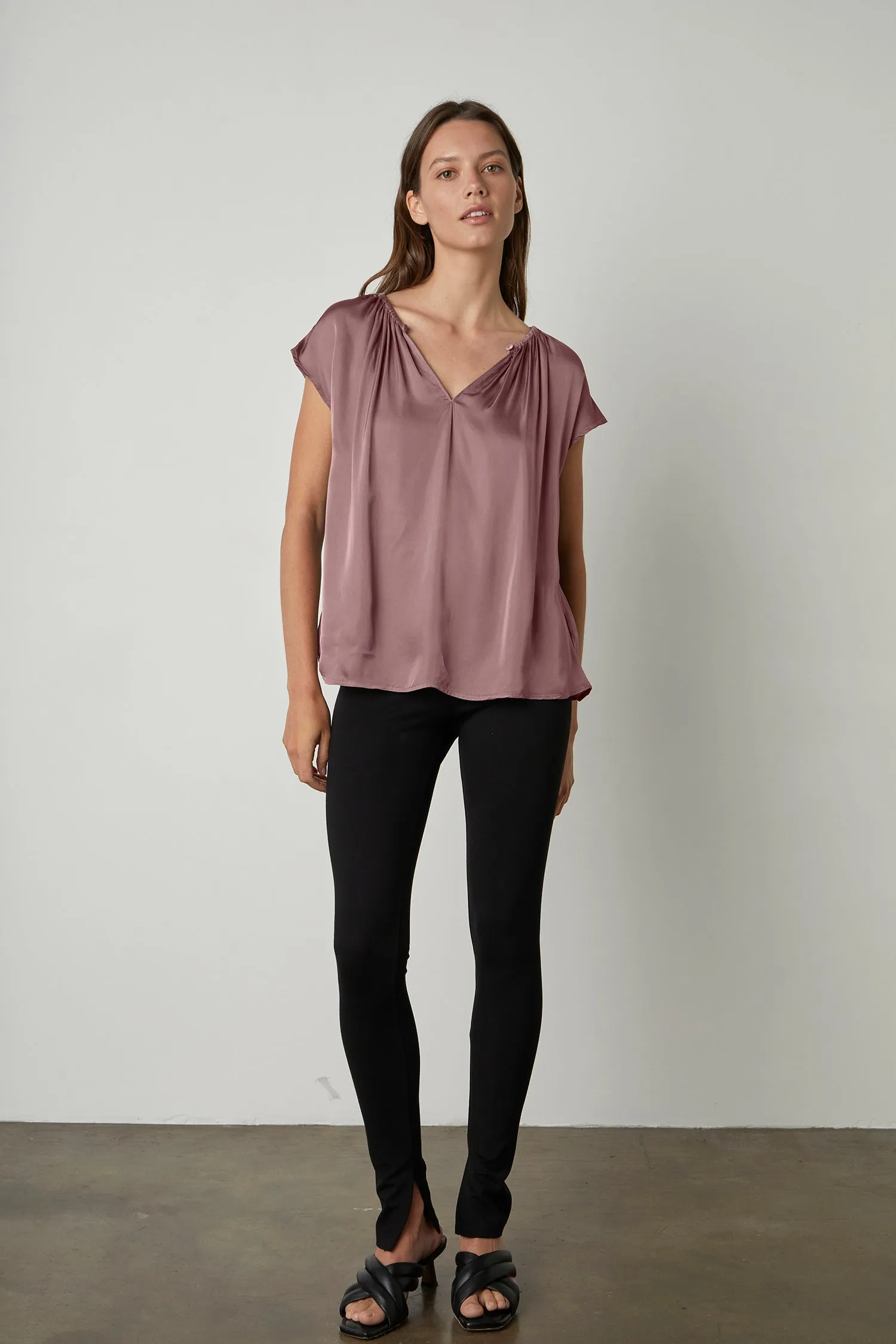 ODETTE CAP SLEEVE BLOUSE IN ROSEGOLD sold by Velvet Tees product image thumbnail 2