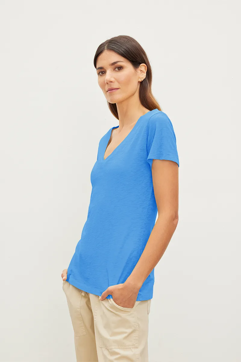 LILITH COTTON SLUB T-SHIRT IN MARINE sold by Velvet Tees product image thumbnail 2