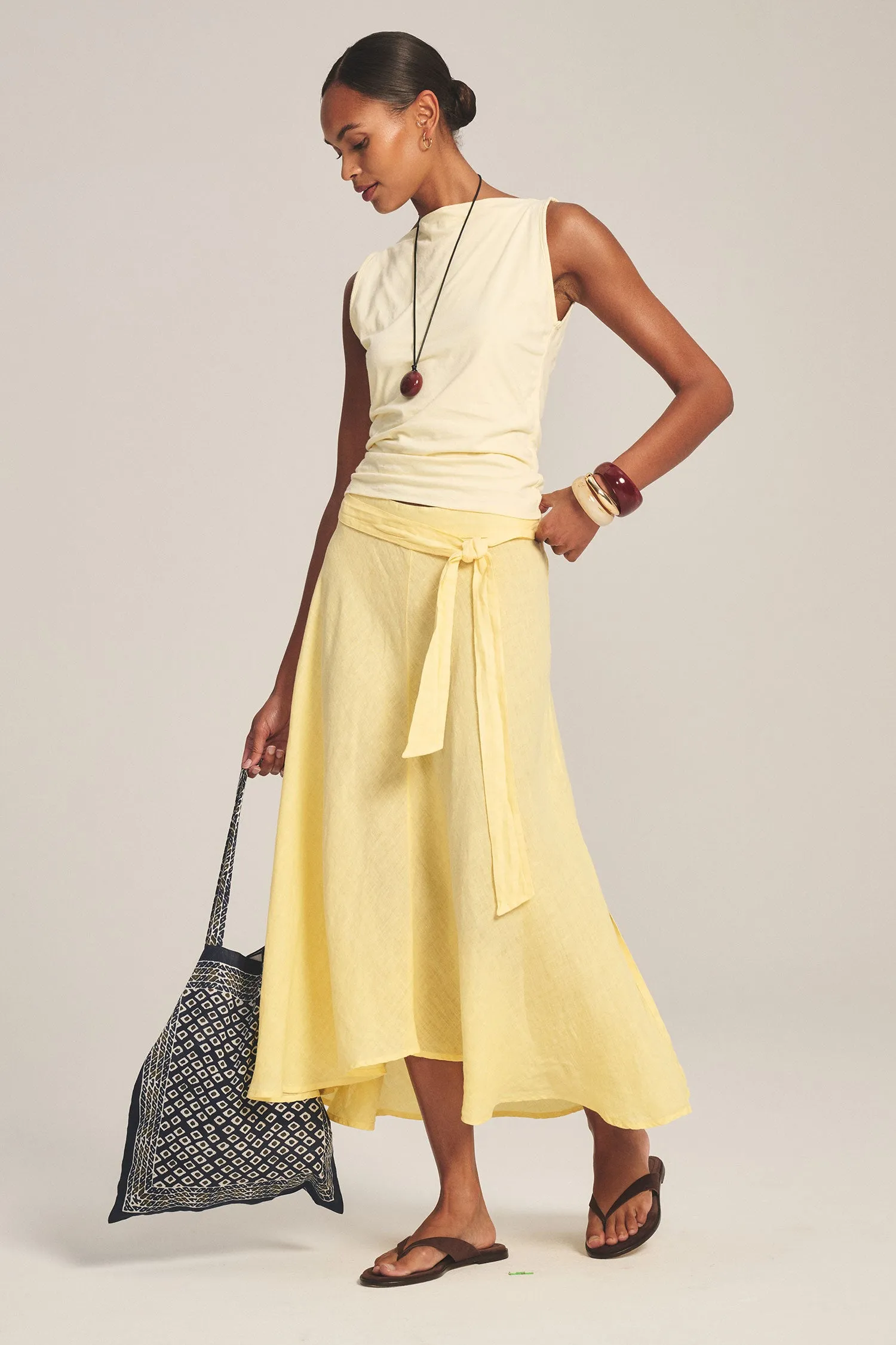 MALINA LINEN SKIRT IN LEMONDROP sold by Velvet Tees