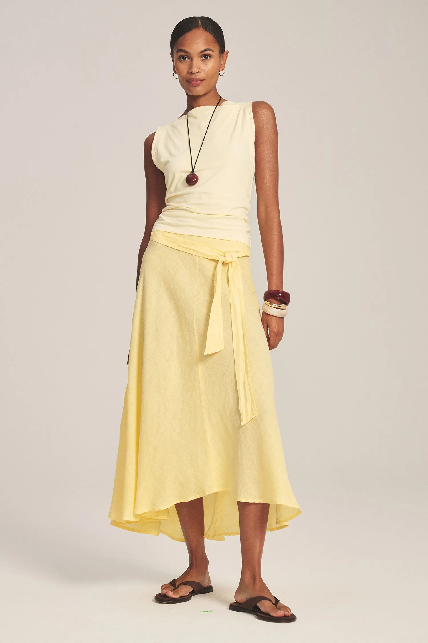MALINA LINEN SKIRT IN LEMONDROP sold by Velvet Tees product image thumbnail 3