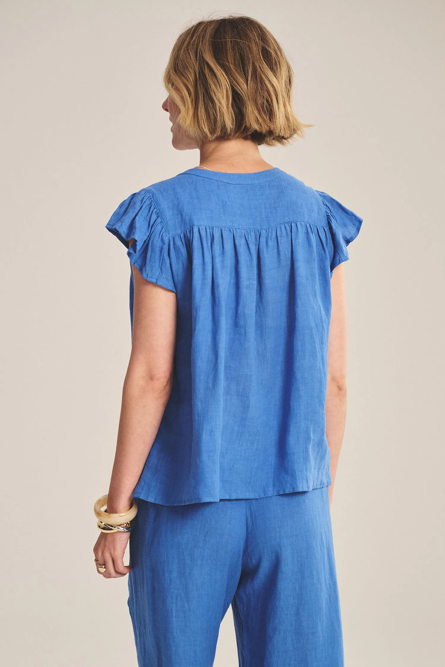 JANEY LINEN TOP IN BLUEJAY sold by Velvet Tees product image thumbnail 5