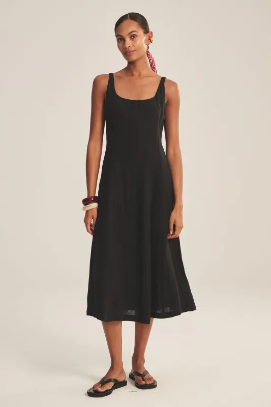 AUSTEN LINEN DRESS IN BLACK sold by Velvet Tees