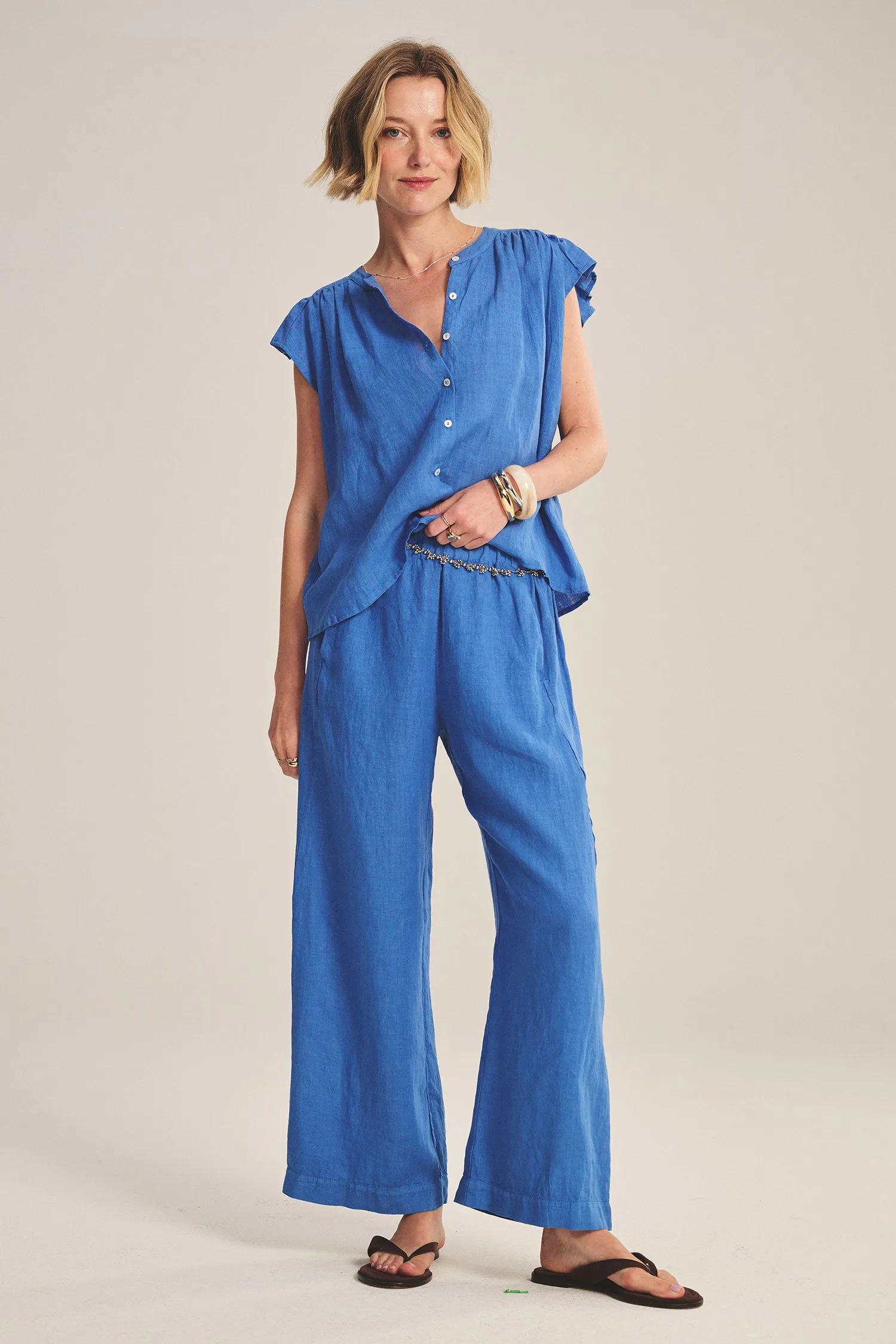 LOLA LINEN TROUSER IN BLUEJAY sold by Velvet Tees product image thumbnail 4